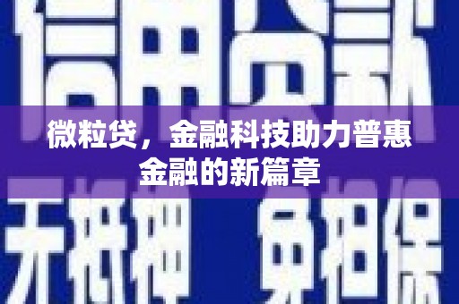 博湖微粒贷，金融科技助力普惠金融的新篇章