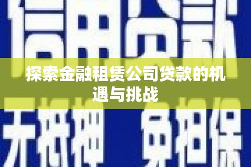 博湖探索金融租赁公司贷款的机遇与挑战