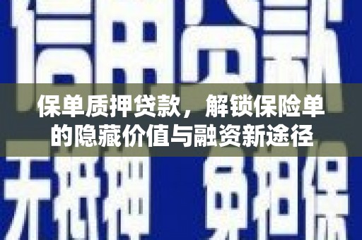 博湖保单质押贷款，解锁保险单的隐藏价值与融资新途径