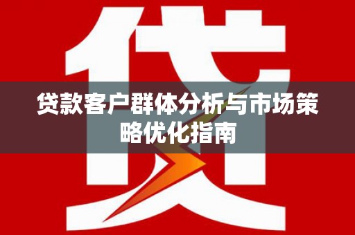 博湖贷款客户群体分析与市场策略优化指南