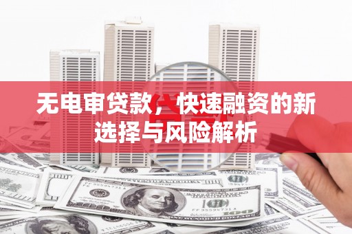 博湖无电审贷款，快速融资的新选择与风险解析