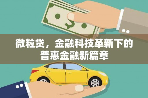 博湖微粒贷，金融科技革新下的普惠金融新篇章
